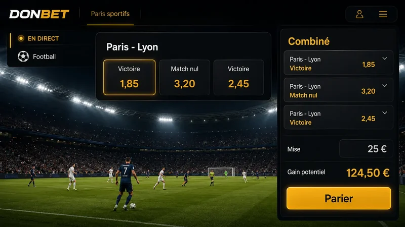 Le coupon de paris sportifs Donbet France avec les cotes du football et du tennis
